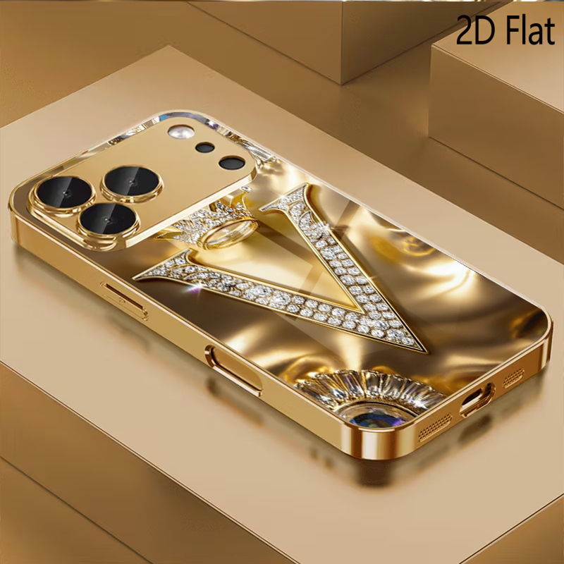 Phone Cases That Cover The Camera - Wzór z literą V, wzorzyste szkło