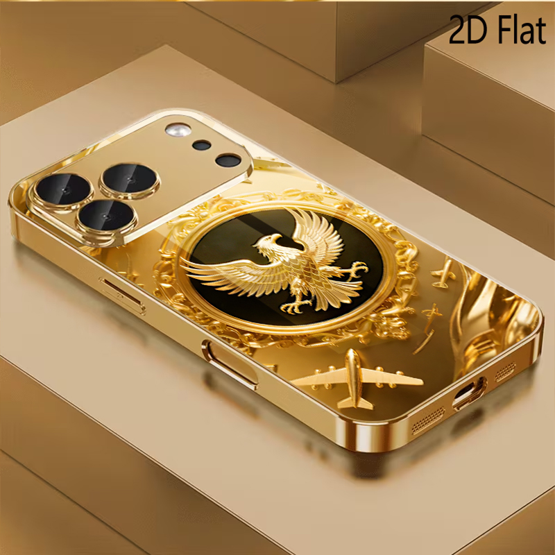 Phone Cases That Cover The Camera - Wzór złotego skrzydła na szkle hartowanym